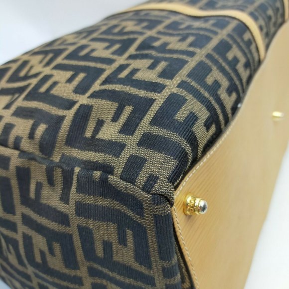 authentic Fendi Boston Bag Brown Canvas - Picture 6 of 10